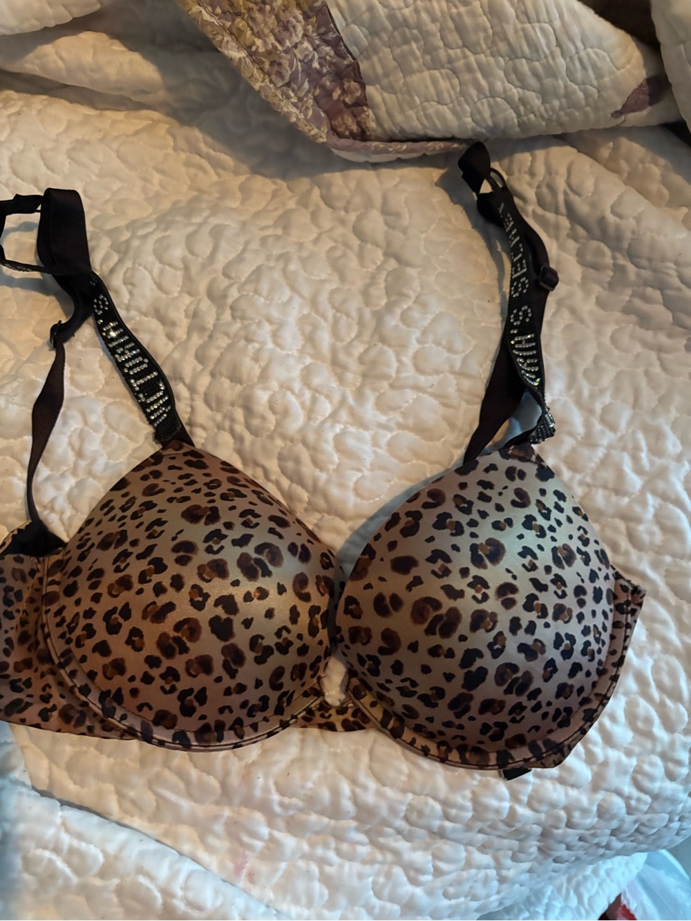 Leopard Print Push-Up Bra - Brown/Black